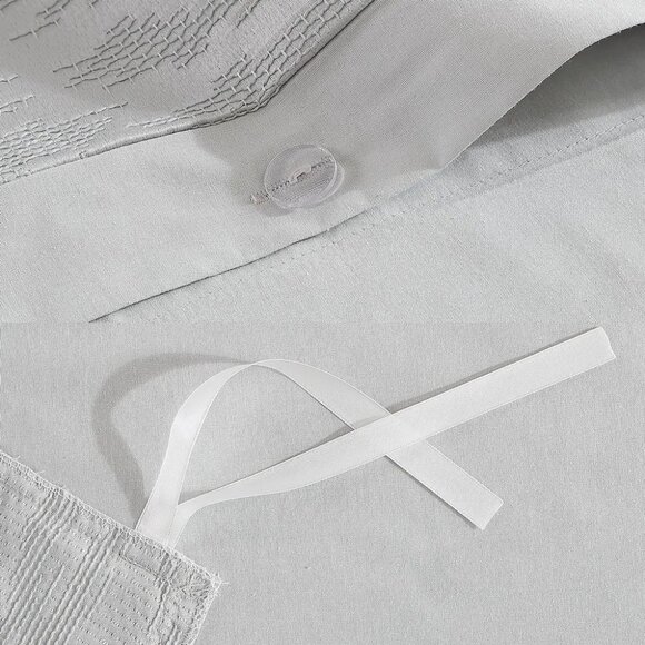 Vera Wang Home Illusion FULL / QUEEN Duvet Cover & Shams Silver Gray - NEW - Picture 9 of 12